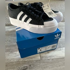 NWT adidas Nizza Platform sneaker black and white